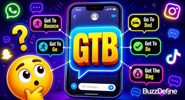 GTB meaning in text shown on phone screen with all 5 possible definitions