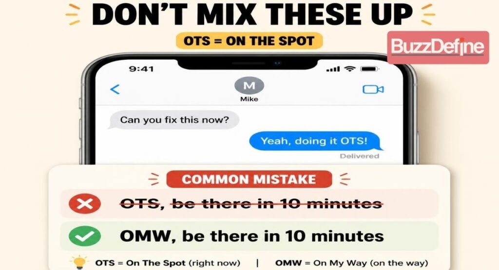 Real OTS text message example and common OTS meaning mistakes to avoid
