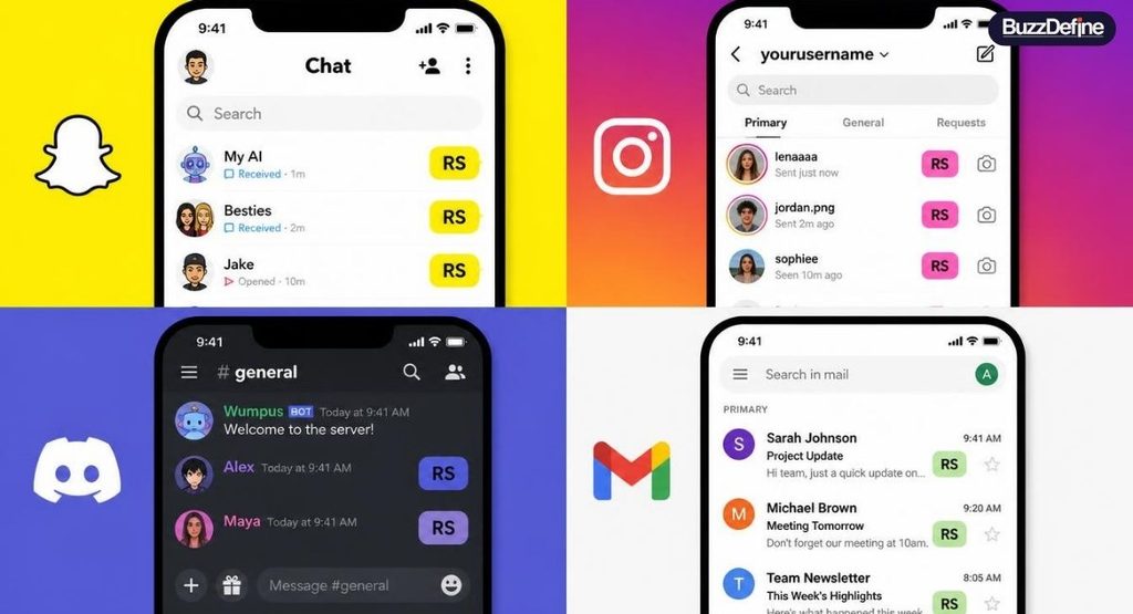 RS meaning across Snapchat Instagram Discord and email platforms