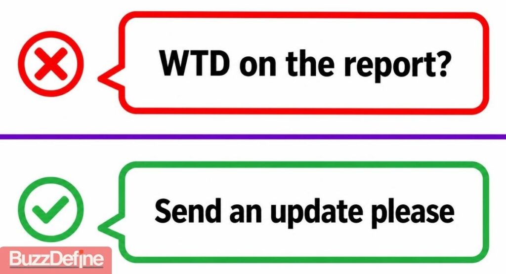 When not to use WTD in professional messages