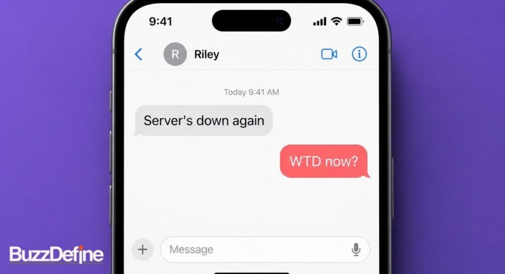 Real text message example using WTD