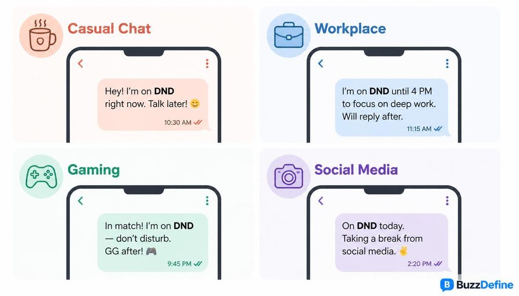 DND Meaning in Text Real examples of DND used in casual chat, workplace, gaming, and social media conversations