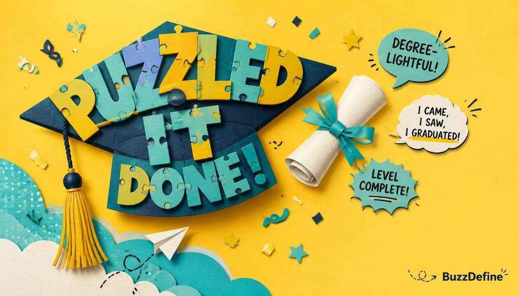 Funny graduation puns illustration with playful wordplay graphic