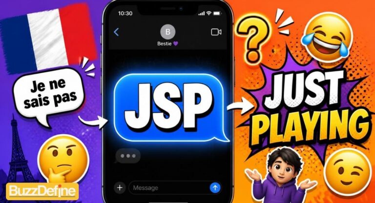 JSP meaning explained, just playing and je sais pas in French