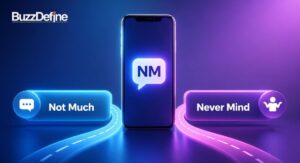 NM meaning in text infographic showing not much and never mind