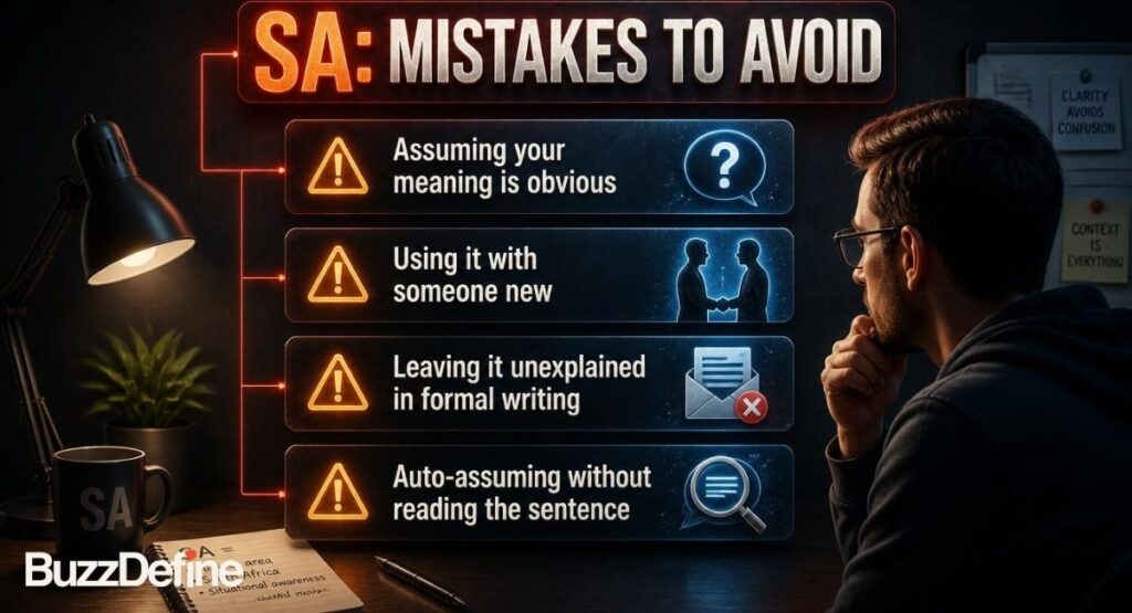 Common mistakes to avoid when using SA in texting and formal writing