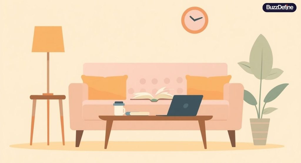 Cozy home setting illustration for parents and teachers discussing internet slang